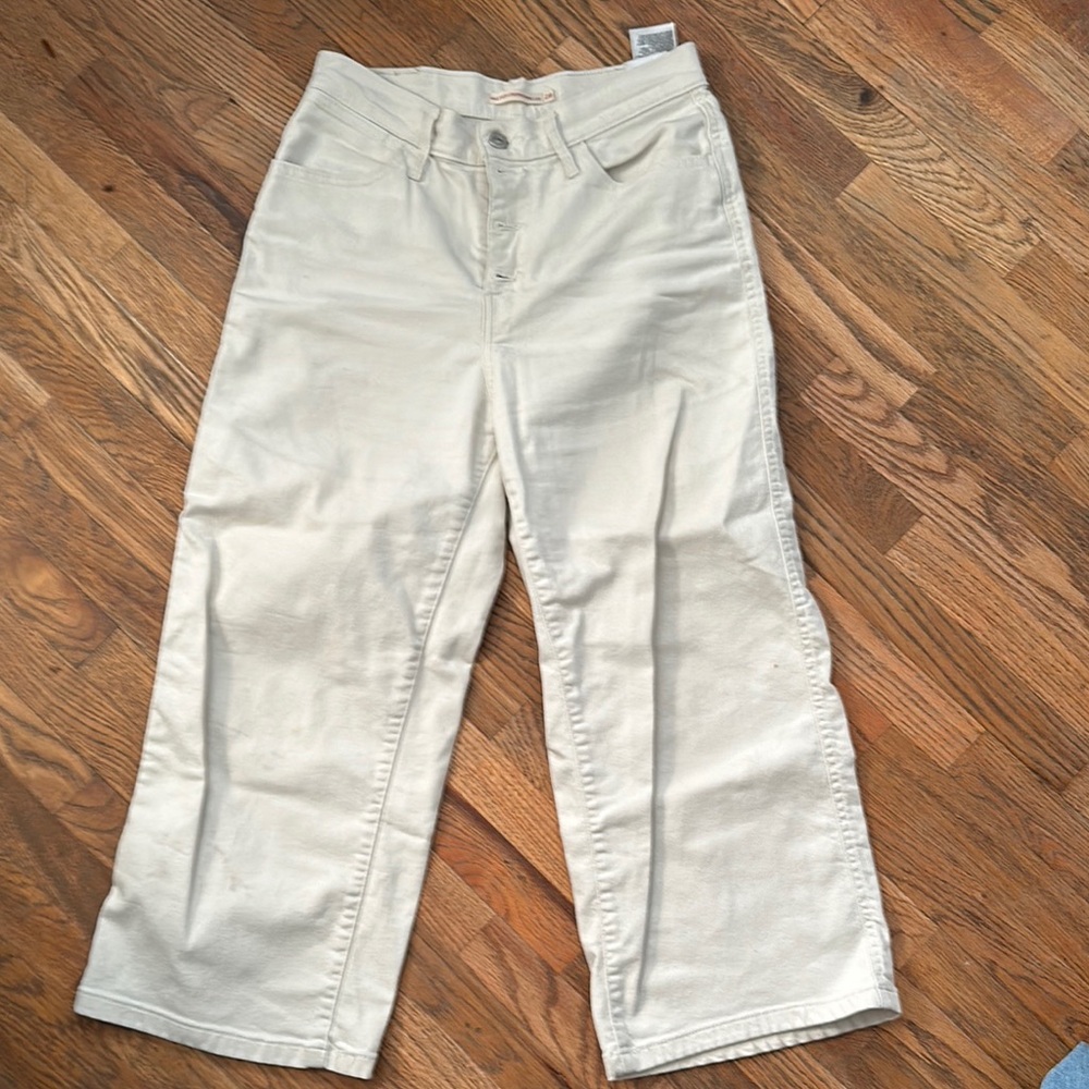 Stylish Cream Cropped Wide-Leg Pants